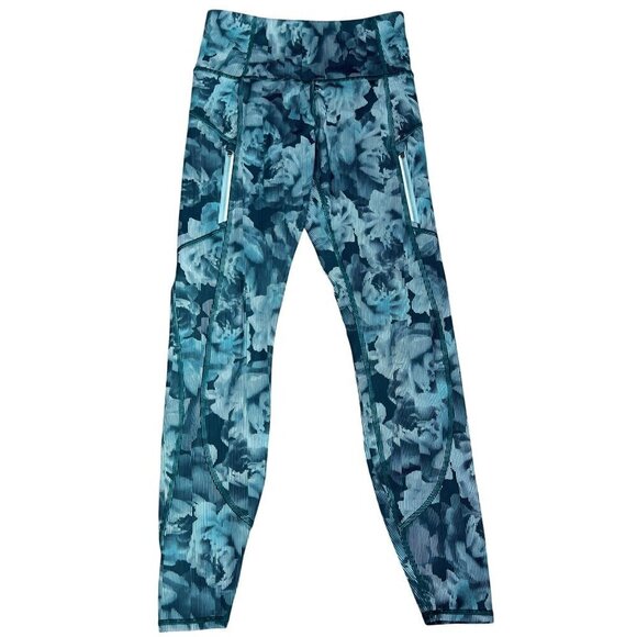 ATHLETA Rainier Printed Tights Green Floral XS EUC - Picture 1 of 6